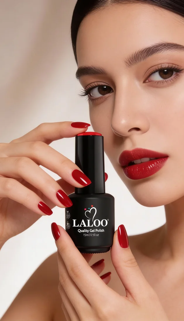 Εφαρμογή Laloo Gel Polish σε κόκκινο μανικιούρ